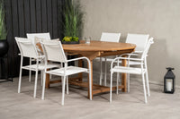 Spisestol Santorini & Kenya 2-pakk + Spisebord ovalt 180 x 120 – hvit og natur