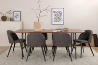 Spisegruppe Uno & Velvet 200 x 90 + spisestol 2-pakk – natur og grå