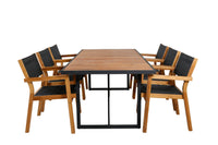 Spisestol Venice & ramme 2-pakk + rektangulært spisebord 200 × 100 – natur