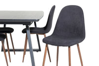 Spisestol Polar & Inca 2-pakk + Rektangulært spisebord 160 x 85 – svart