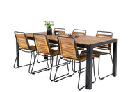 Spisegruppe Bois 205 x 90 + spisestoler 2-pakk – natur