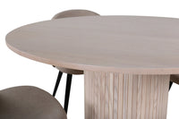Spisegruppe Bianca & Velvet rund ⌀110 + 2-pakk spisestoler – whitewash og beige