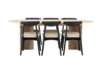 Spisestol Ven & Tyresö 2-pakk – svart + Spisebord ovalt 220 x 100 – hvitvasket