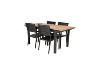 Spisestol Levels & Mexico 2-pakk – svart + Rektangulært spisebord 180 x 90 – natur