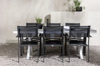 Spisestol Copacabana & Garcia 2-pakk – svart + Rektangulært spisebord 200 × 100 – grå