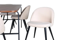 Spisegruppe Uno & Velvet rektangulært 200 x 90 + spisestol 2-pakk – natur og beige