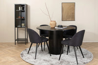 Spisegruppe Bianca & Velvet Rund ⌀110 + spisestol 2-pakk – svart