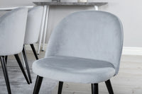 Spisegruppe Polar & Velvet rektangulært 180 x 90 + 2-pakk spisestoler – hvit og lys grå
