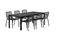 Spisestol Peking & Mirko 2-pakk + Rektangulært spisebord 205 x 90 – svart
