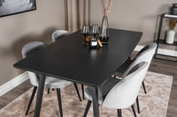 Spisestol Velvet & Inca 2-pakk – grå + Spisebord rektangulært 160 x 85 – svart