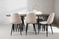 Spisestol 2-pakk + Spisebord ovalt 220 x 100 – beige og mokka