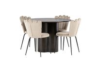 Spisestol Limhamn & Olivia 2-pakk – beige + spisebord rundt ⌀110 – mocca