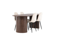 Spisestol Polar & Härön 2-pakk + Spisebord ovalt 200 x 90 – beige og mokka