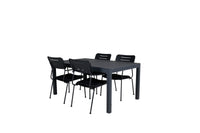 Spisestol Nicke & Marbella 2-pakk + rektangulært spisebord 160 x 100 – svart