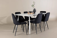 Spisestol Night & Silar 2-pakk + Rektangulært spisebord 180 x 90 – svart og hvit