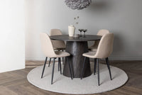 Spisegruppe rund ⌀120 – mokka og beige