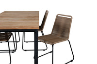 Spisegruppe Mexico & Lindos 180 x 90 + 2-pakk spisestoler – natur og brun