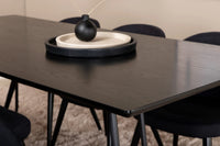 Spisegruppe Petra & Velvet rektangulært spisebord 190 x 90 + 2-pakk spisestoler – svart