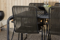 Spisegruppe Borneo & Bois 200 × 100 med 2-pakk spisestoler – svart og mørkegrå
