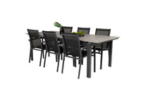 Spisegruppe Levels & Parma 229 × 100 + spisestoler 2-pakk – svart