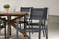 Spisestol Copacabana & Rosario 2-pakk – svart + Rundt spisebord ⌀140 – brun