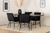 Spisestol Petra & Uno + Rektangulært spisebord 200 x 90 – svart