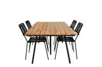 Spisegruppe Chan & Lindos 200 × 100 + spisestol 2-pakk – natur og svart