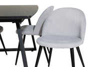 Spisegruppe Inca & Velvet 160 x 85 med 2-pakk spisestoler – svart og lys grå