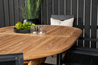 Spisestol Kenya 2-pakk – svart + Spisebord ovalt 180 x 120 – natur
