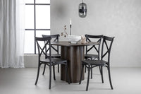 Spisestol Crosett & Olivia 2-pakk + Rundt spisebord ⌀110 – svart og mokka
