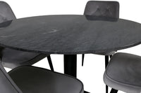 Spisegruppe Estelle & Velvet Deluxe rund ⌀106 med spisestol 2-pakk – mørk grå og lys grå