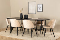Spisegruppe Uno & Velvet rektangulær 200 x 90 + spisestol 2-pakk – svart og beige