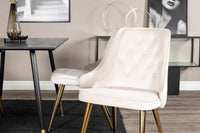 Spisegruppe Dipp & Velvet Deluxe rektangulær 120 x 85 + spisestoler 2-pakk – svart og beige