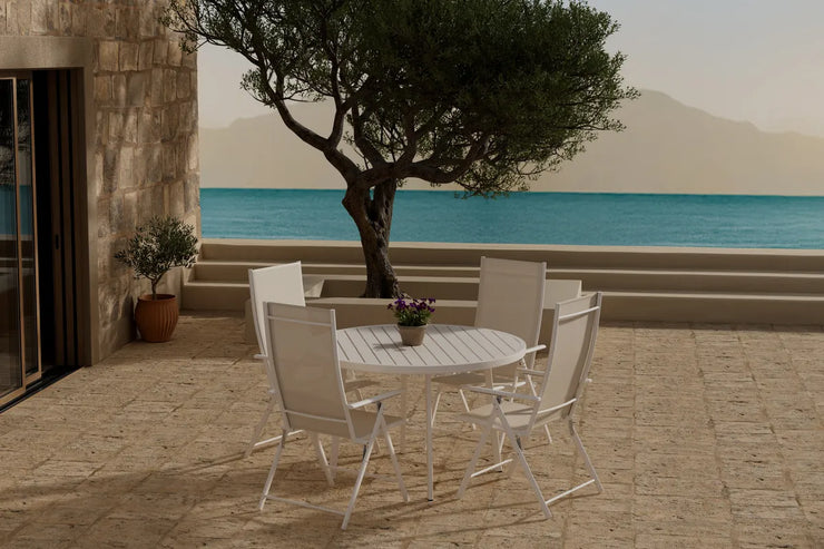 Posisjonsstol Levanzo & Giardini 2-pakk + Spisebord rundt Ø120 – beige