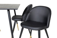 Spisegruppe Dipp & Velvet 120 x 85 + 2-pakk spisestoler – svart