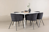 Spisegruppe Berit & Silar 180 x 90 – svart og hvit