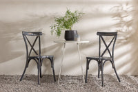 Spisestol Tablas & Bacong 2-pakk + kafébord ⌀60 – mørkegrå og beige