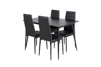 Spisegruppe Silar & Slim 120 x 80 + spisestol 2-pakk – svart