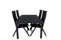 Posisjonsstol Panama & Marbella 2-pakk + Spisebord 160 x 100 – svart