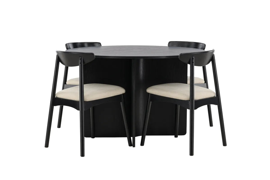Spisestol Ven & Tyresö 2-pakk + Spisebord rundt ⌀120 – svart