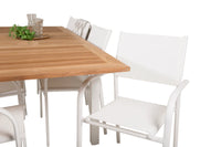 Spisestol Santorini & Panama 2-pakk + Rektangulært spisebord 160 x 90 – hvit