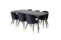 Spisegruppe Gold & Velvet 180 x 85 med 2-pakk spisestoler – svart