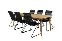 Spisegruppe rektangulær 210 x 100 + spisestol 2-pakk – natur og svart
