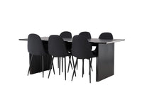 Spisestol Polar & Vail 2-pakk + rektangulært spisebord 200 × 100 – svart