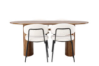 Spisegruppe oval 2-pakk 180 x 90 – hvit og natur