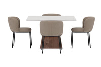 Spisestol Edina & Cael 2-pakk + Spisebord Rektangulært 120 x 120 – brun og lys grå