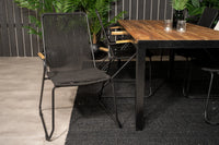 Spisegruppe Bois rektangulært spisebord 205 x 90 + spisestoler 2-pakk – natur og svart
