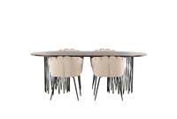 Spisegruppe Limhamn & Stone + Ovalt 220 x 100 – beige og mokka