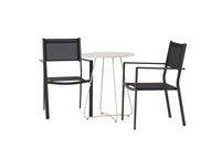 Spisestol Copacabana & Bacong 2-pakk + kafébord ⌀60 – svart og beige