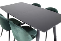 Spisestol Velvet & Inca 2-pakk + Spisebord 160 x 85 – grønn og svart